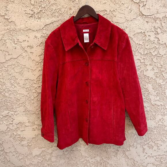 Cherokee Red Suede Leather Long Jacket Size Womens XL - Picture 1 of 5